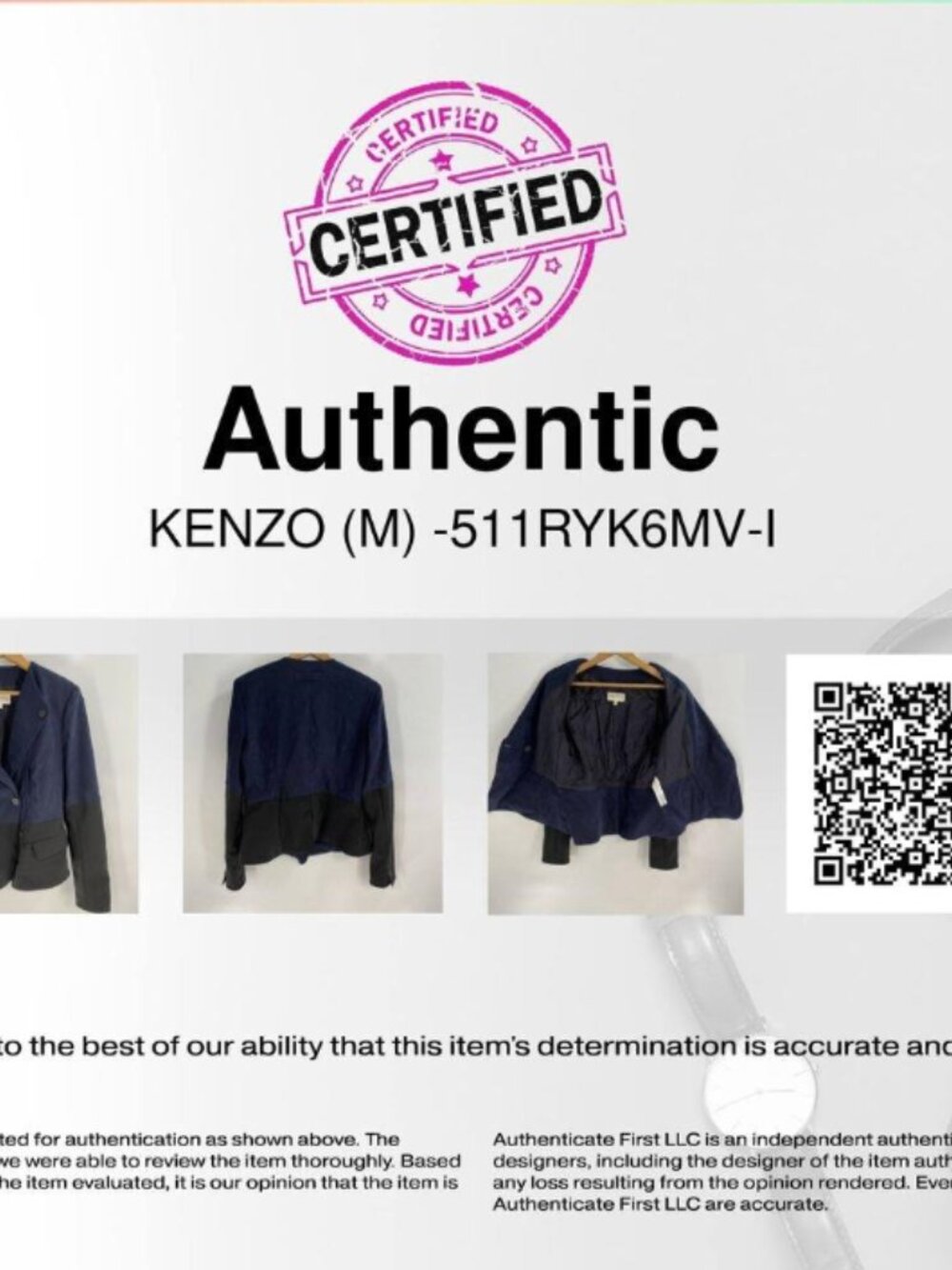 Kenzo Paris Navy Blue Black Colorblock Blazer Jacket FR 42 US 10 L - Picture 7 of 7